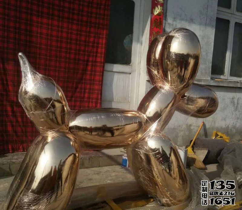 廣場創意玻璃鋼抽象金色氣球狗雕塑 廣場創意玻璃鋼抽象金色氣球狗雕塑