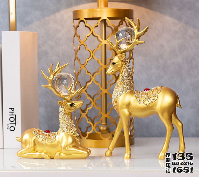 室內創(chuàng)意玻璃鋼漆金烤漆裝飾品擺件梅花鹿雕塑 室內創(chuàng)意玻璃鋼漆金烤漆裝飾品擺件梅花鹿雕塑