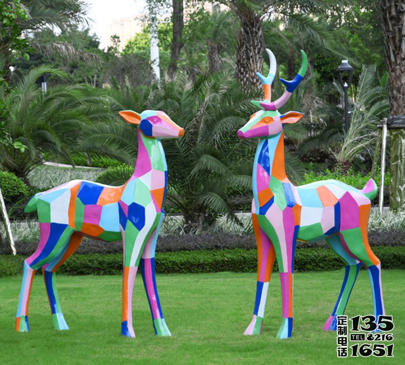 公園草坪玻璃鋼彩繪戶(hù)外景觀裝飾品幾何鹿雕 公園草坪玻璃鋼彩繪戶(hù)外景觀裝飾品幾何鹿雕